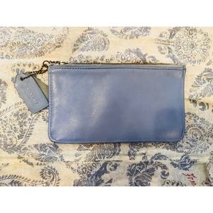 Vintage Coach baby blue leather zip clutch